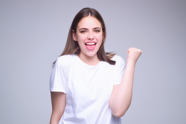 Emotional of excited woman human reaction and emotions close up of excited girl with facial expressi