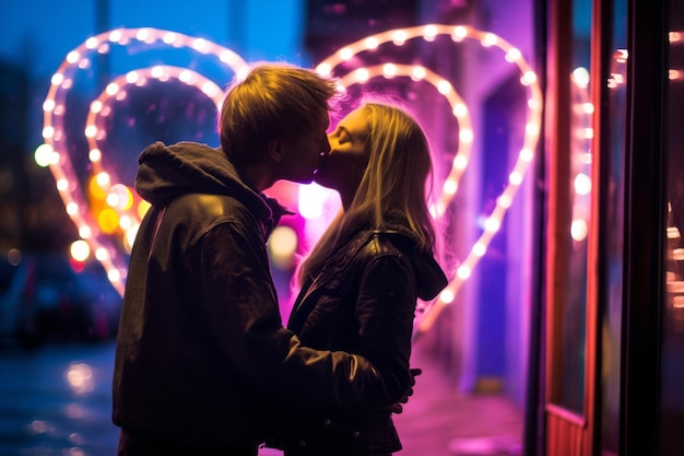 Foto fotografia di persone in stile retrò al neon con impatto emotivo