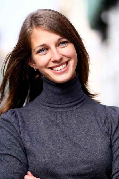 emotional portrait of a cheerful girl Outdoor portrait