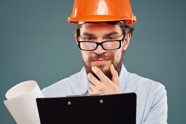 Emotional worker in orange paint paperwork construction lifestyle fun