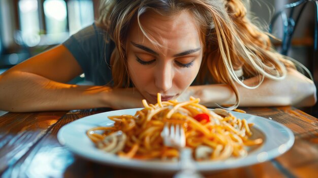 Foto emotioneel eten afgebeeld door een persoon die zich in momenten van stress overgeeft aan troostvoedsel