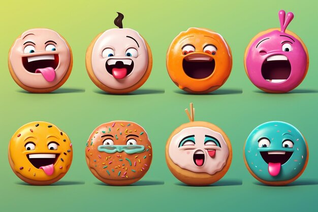 Emotionele Donuts Cartoon afbeelding met gevoelens generatieve Ai