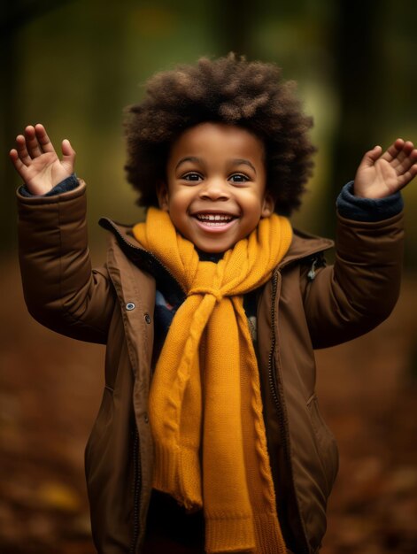 emotionele dynamische gebaren afrikaans kind in de herfst