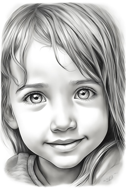 감정적인 어린이의 얼굴 색칠 페이지 인쇄용 연필 스케치 초안