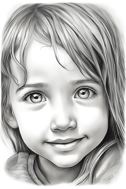 Emotive Child's Face Coloring Page Printable Pencil Sketch Draft