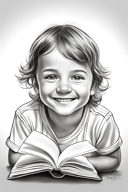 Emotive Child's Face Coloring Page Printable Pencil Sketch Draft