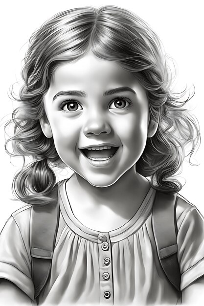 Emotive Child's Face Coloring Page Printable Pencil Sketch Draft