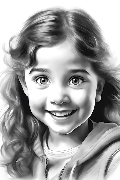 Emotive Child's Face Coloring Page Printable Pencil Sketch Draft