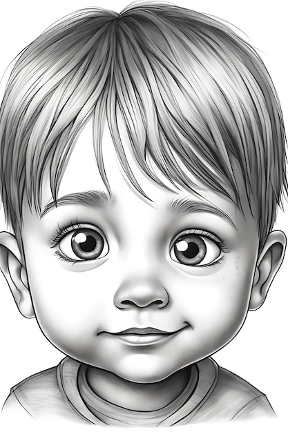 Emotive Child's Face Coloring Page Printable Pencil Sketch Draft