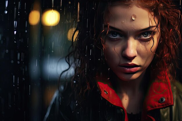 Emotive portraits of people in rainy weather embracing raindrops and umbrellas