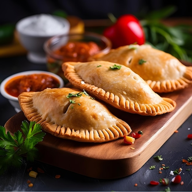 Empanadas op een houten tafel