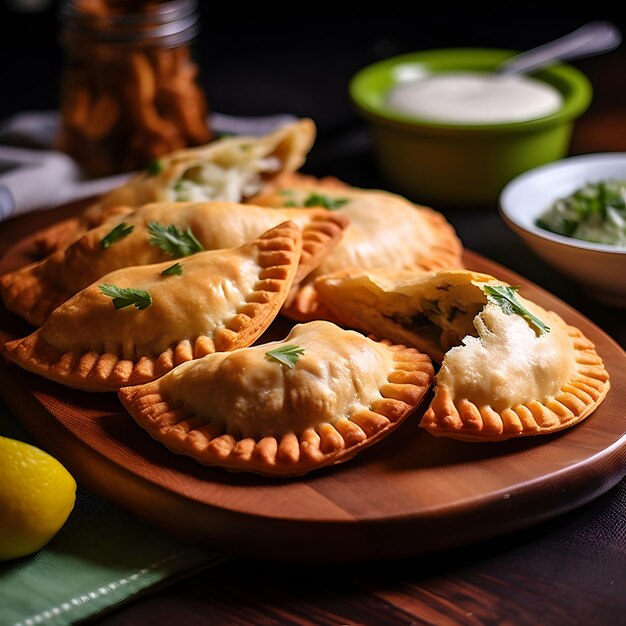 Empanadas on a wooden table