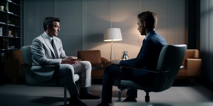 Photo empathetic psychiatrist with distressed patient