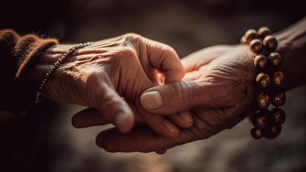 Empathie en mededogen met mensen die elkaars hand vasthouden voor hoop