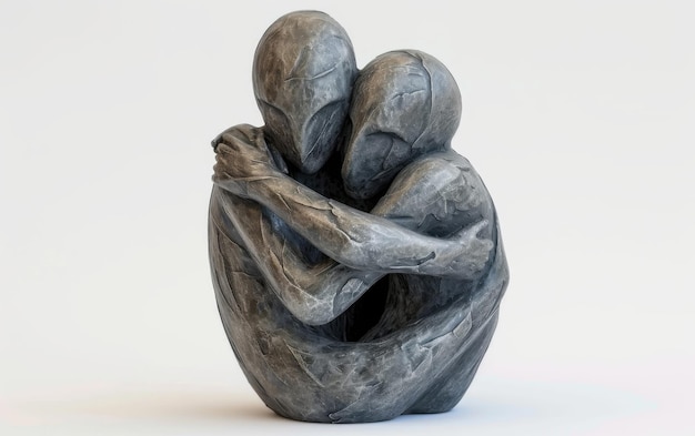 An empathy sculpture offering consolation white background