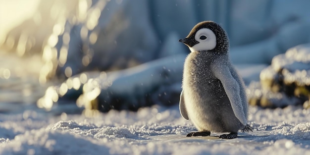 Photo emperor penguin in snow hill island