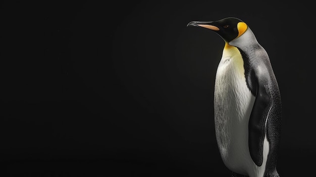 Emperor Penguin in the solid black background