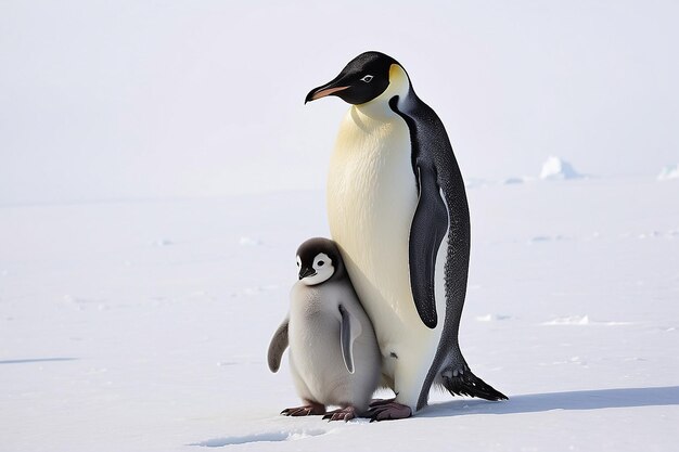 Photo emperor penguin with chick snow hill island weddell sea antarctica