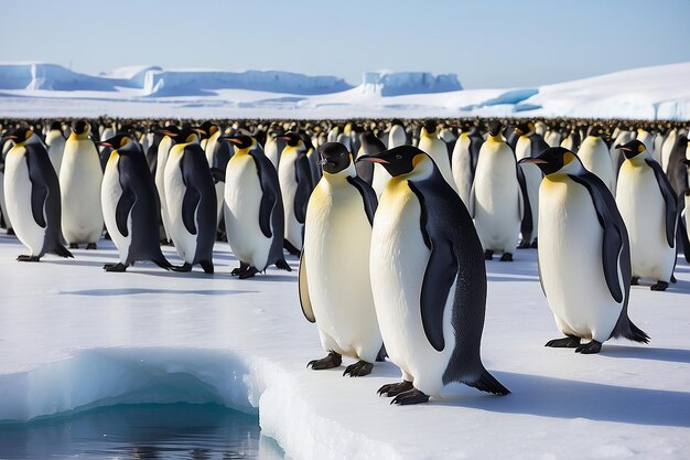 Photo emperor penguins aptenodytes forsteri on the ice in the weddell sea antarctica