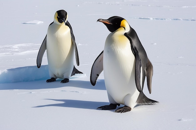 Photo emperor penguins aptenodytes forsteri on the ice in the weddell sea antarctica