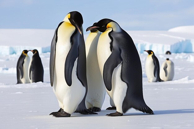 Photo emperor penguins aptenodytes forsteri on the ice in the weddell sea antarctica