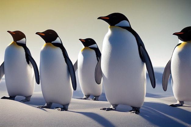 写真 南極の氷の上の皇帝ペンギン 寒い南極と氷塊