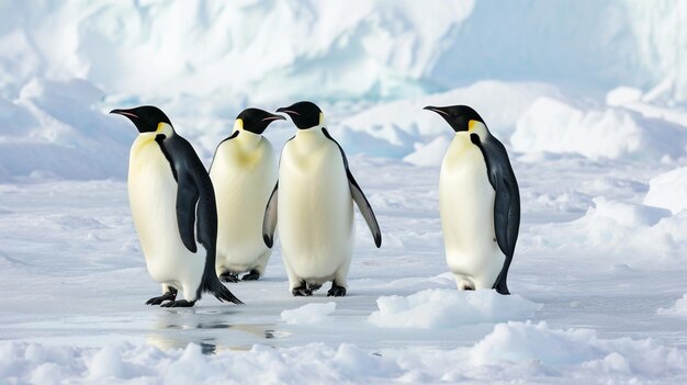 Emperor penguins on the sea ice in the Weddell Sea Generative Ai