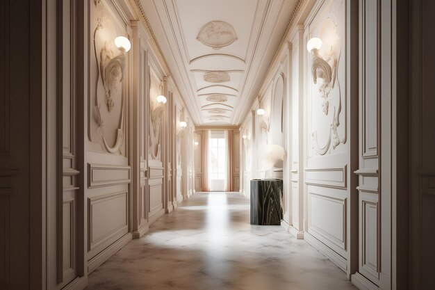 Photo empire style hallway interior in luxury house