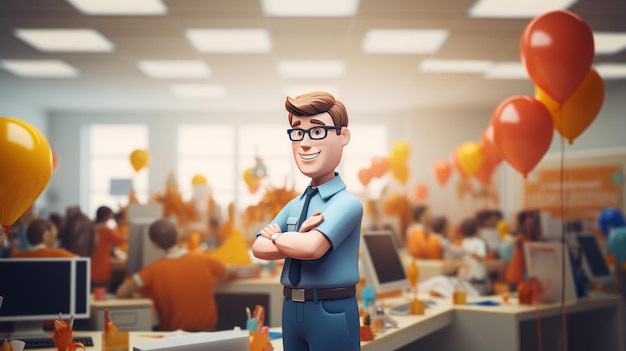 Photo employee appreciation day cartoon 3d render style 1th march generative ai