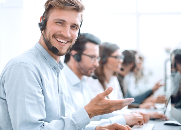 Employee business center in the workplace in the call center