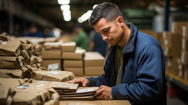 An employee counting stocks