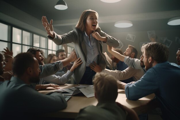 Employee engaging in a teambuilding exercise to st 00311 02