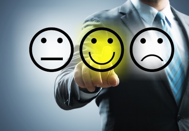 Employee face feedback satisfaction survey background best