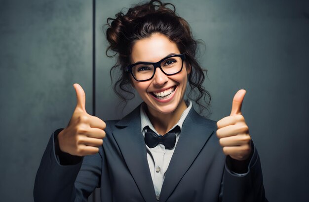 Photo employee giving thumps up and celebrating employee appreciation day