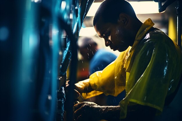 Photo employee maintenance engine repair mechanic working machine maintenance worker supervisor industrial