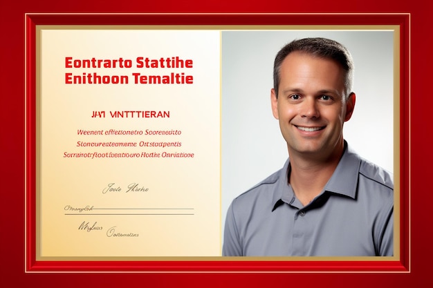 Photo employee of the month certificate diploma realistic frame