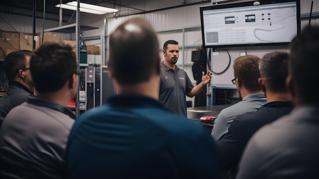 Employee training sessions in a wellequipped warehouse classroom