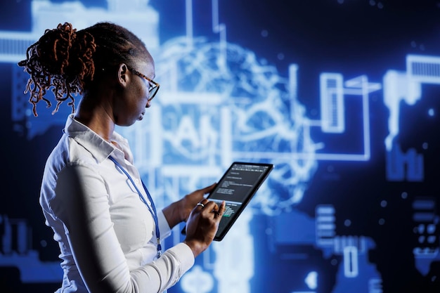 Employee updating AI systems