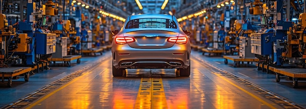 Employees on an auto assembly line