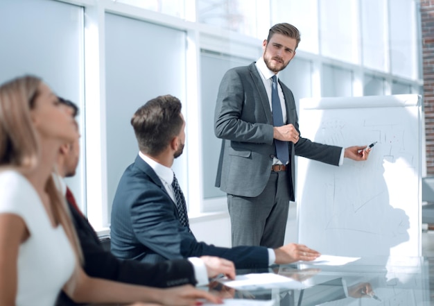 Employees at a business presentation in the conference roombusiness concept