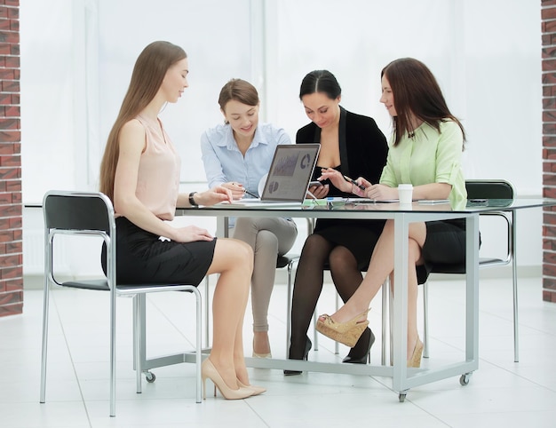 Employees of the company making a financial report