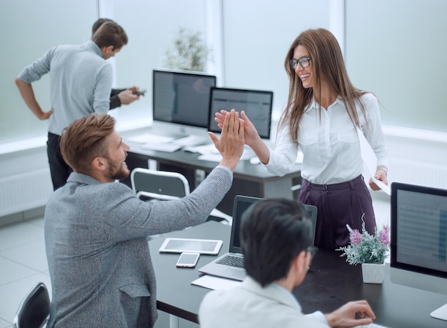 employees discussing new ideasthe concept of teamwork