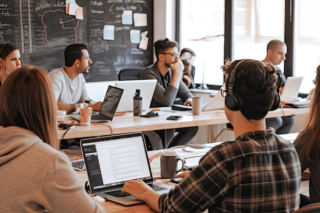 Employees engaged in a company training session