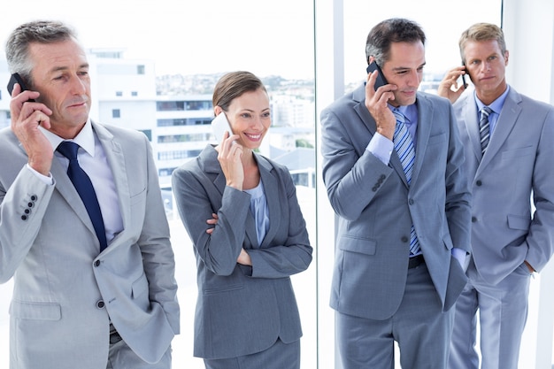 Employees using their mobile phone