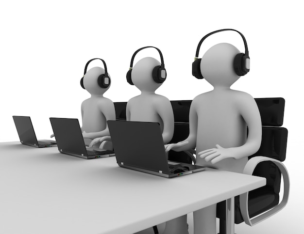 Employees working in a call center