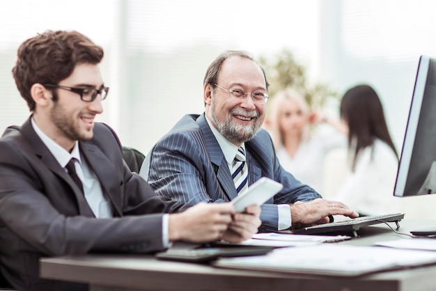 Employees in the workplace in the office