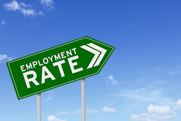 Employment rate text and upward arrow