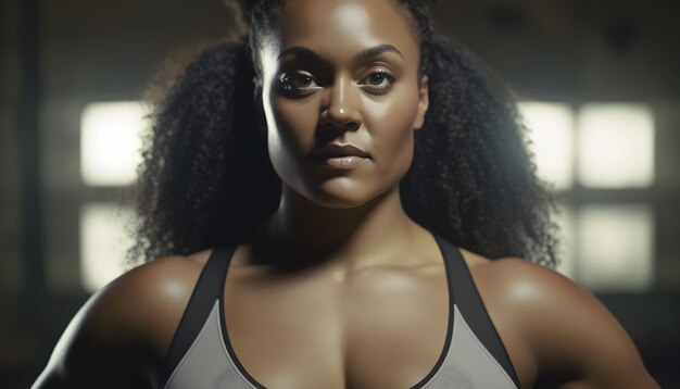 Empowered black woman body positivity in the gym