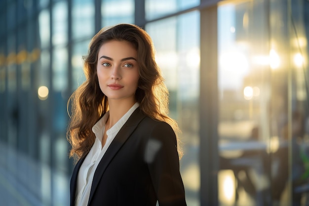 Empowered Businesswoman Stands Before Skyline Symbolizing Unbounded Potential