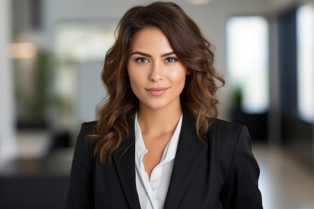 Empowered Female Executive A Captivating and Confident Marketing Manager in a Black Suit